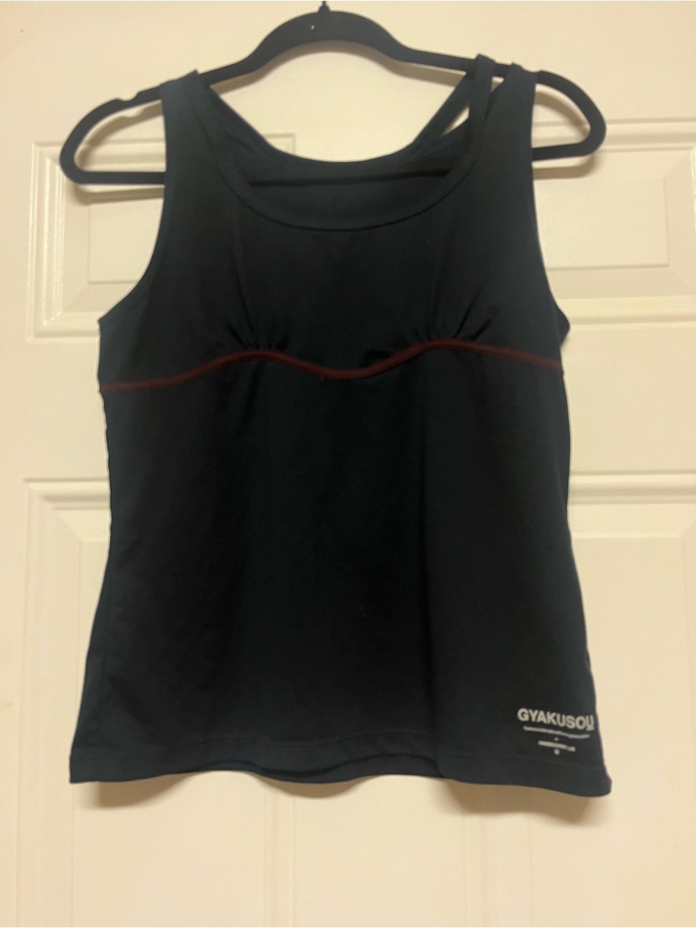 Women's navy Running Tank with Red Trim